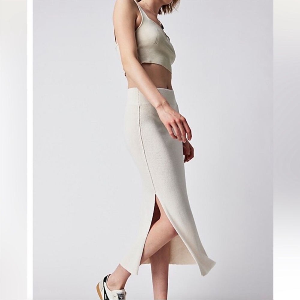 Free people Cream Knit Midi Skirt